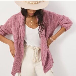 Anthropologie Rashida Cardigan Chunky Cable Knit Open Front
Sweater Size S